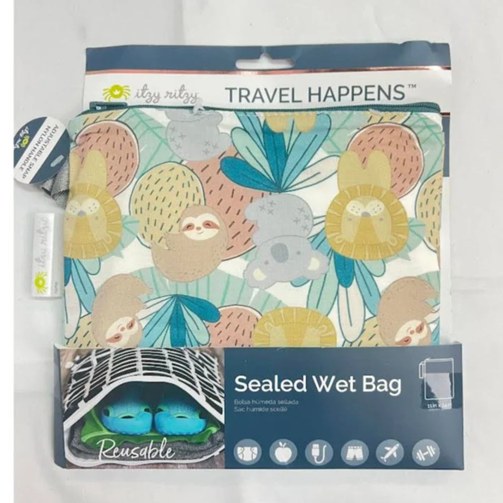 NEW! Itzy Ritzy Sealed Wet Bag With Adjustable Handle SAFARI SQUAD - Picture 1 of 6